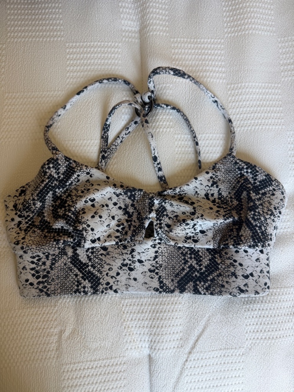 MICHI Black Tan Ivory Snake Print Sports Bra